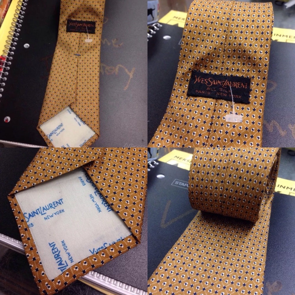 Vintage YSL Yves Saint Laurent Skinny Tie Gold